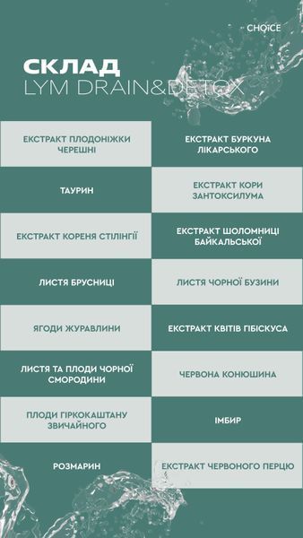 Лім Дрейн та Детокс 90 капс. - для глибокого очищення організму, тонізації лімфатичної системи choice-lym-drain90 фото